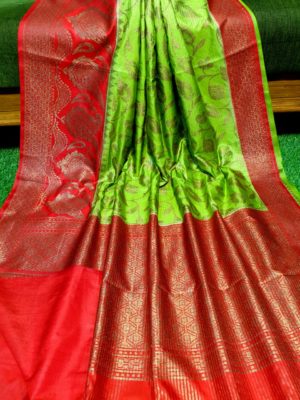 Semi silk dupion sarees with contrast border (24)