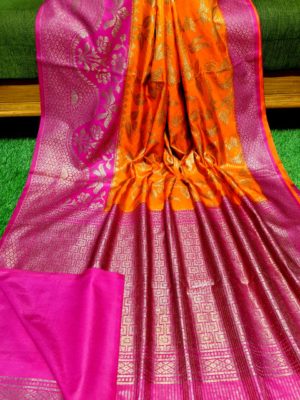 Semi silk dupion sarees with contrast border (25)