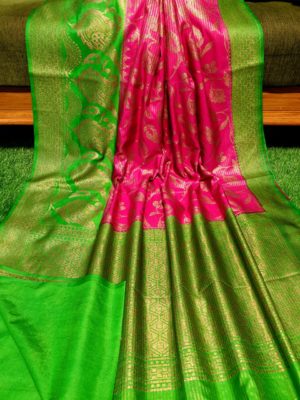 Semi silk dupion sarees with contrast border (28)