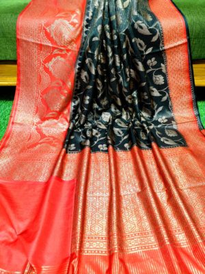 Semi silk dupion sarees with contrast border (29)