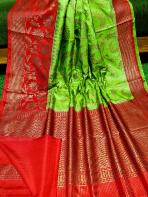 Semi silk dupion sarees with contrast border (3)
