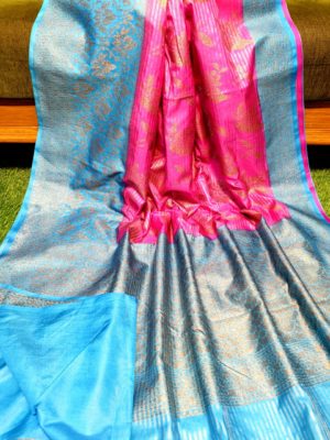 Semi silk dupion sarees with contrast border (31)