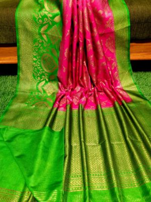 Semi silk dupion sarees with contrast border (32)