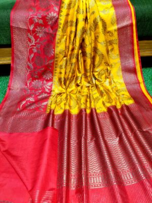 Semi silk dupion sarees with contrast border (36)