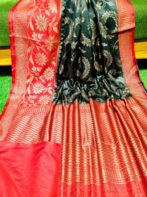 Semi silk dupion sarees with contrast border (38)