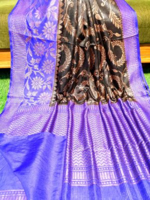 Semi silk dupion sarees with contrast border (4)