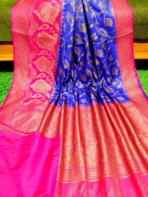 Semi silk dupion sarees with contrast border (40)