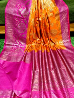 Semi silk dupion sarees with contrast border (41)
