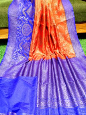 Semi silk dupion sarees with contrast border (43)