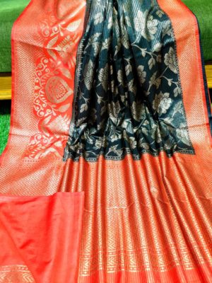 Semi silk dupion sarees with contrast border (44)