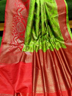 Semi silk dupion sarees with contrast border (46)