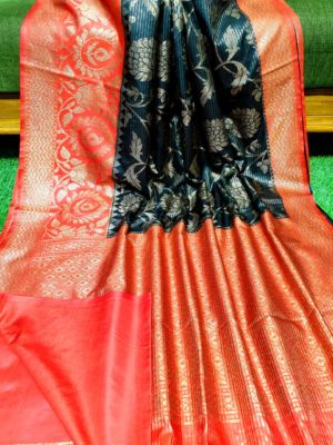 Semi silk dupion sarees with contrast border (48)