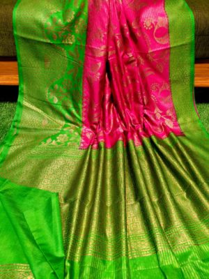 Semi silk dupion sarees with contrast border (49)