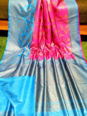 Semi silk dupion sarees with contrast border (50)