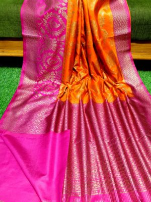 Semi silk dupion sarees with contrast border (51)