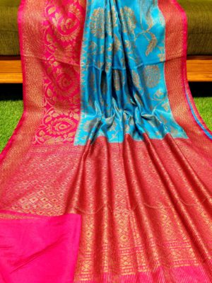 Semi silk dupion sarees with contrast border (52)