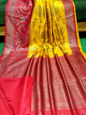 Semi silk dupion sarees with contrast border (53)