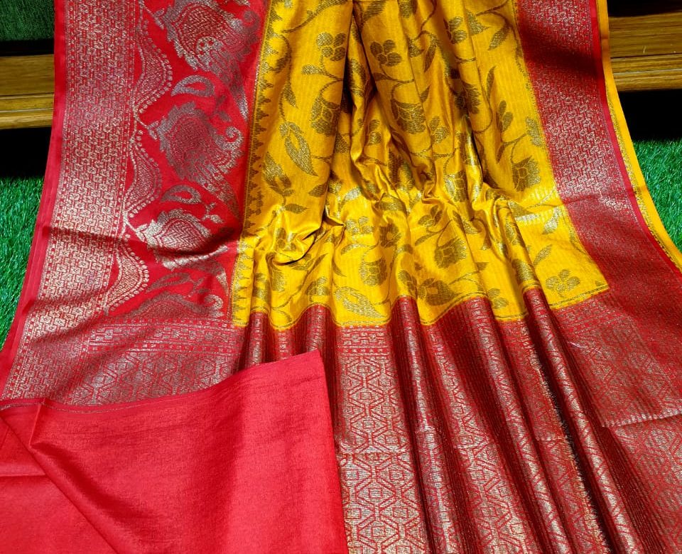 Semi silk dupion sarees with contrast border (9)