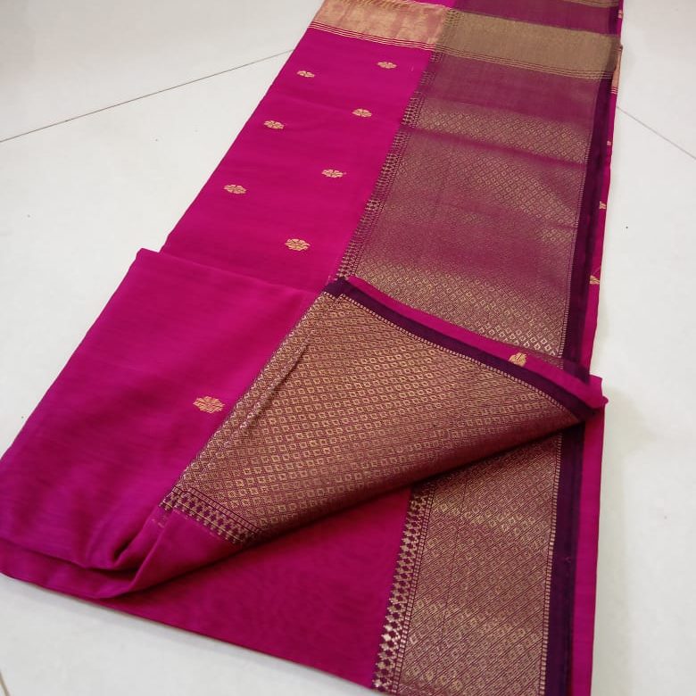 Silk cotton golden zari border sarees with blouse (11)