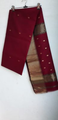 Silk cotton golden zari border sarees with blouse (2)