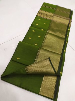 Silk cotton golden zari border sarees with blouse (4)