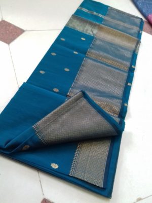 Silk cotton golden zari border sarees with blouse (6)