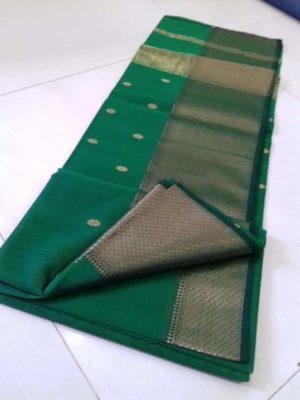 Silk cotton golden zari border sarees with blouse (7)