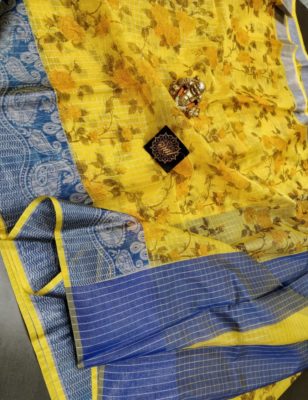 Soft dola silk with floral prints with blouse (4)