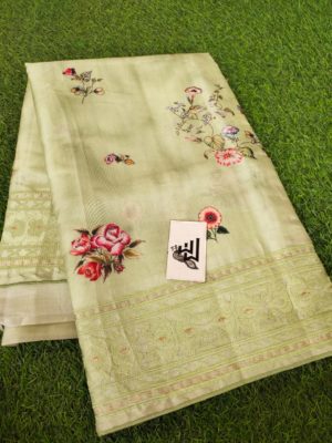 Soft tussar silk with heavy embroidary sarees (1)