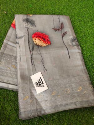 Soft tussar silk with heavy embroidary sarees (13)