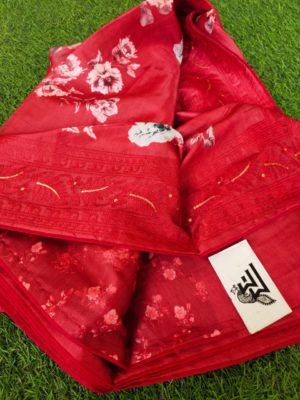 Soft tussar silk with heavy embroidary sarees (2)