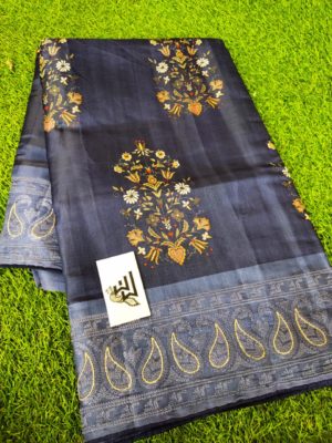 Soft tussar silk with heavy embroidary sarees (9)