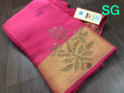 Swarovski stone design on pure crepe silk sarees (2)