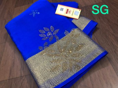 Swarovski stone design on pure crepe silk sarees (5)