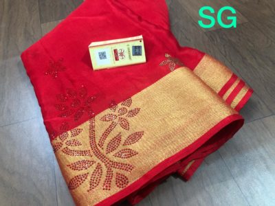 Swarovski stone design on pure crepe silk sarees (8)