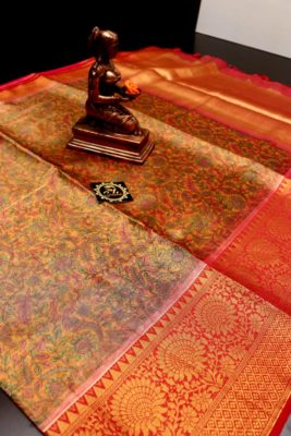 Tissue sarees with kalamkari design with big border (2)