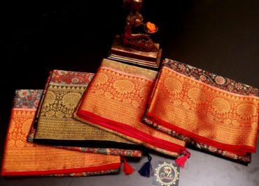Tissue sarees with kalamkari design with big border (3)