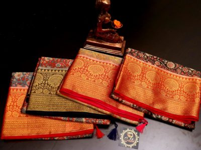 Tissue sarees with kalamkari design with big border (3)