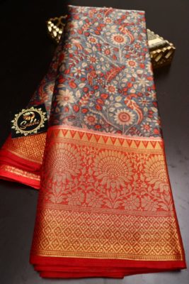 Tissue sarees with kalamkari design with big border (4)
