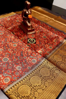 Tissue sarees with kalamkari design with big border (6)