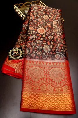 Tissue sarees with kalamkari design with big border (7)