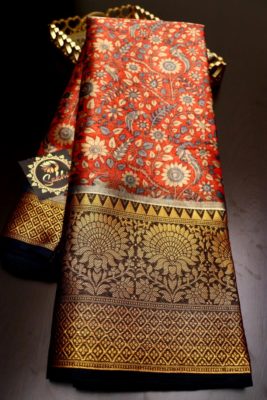Tissue sarees with kalamkari design with big border (8)