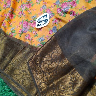 Tussar by cotton with banaras border sarees (2)