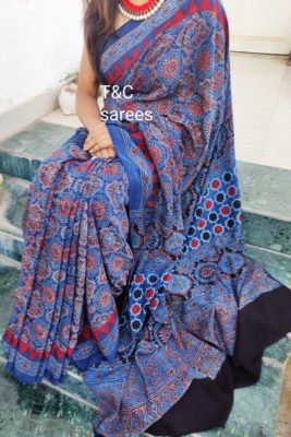 Beautiful ajrakh print sarees (13)