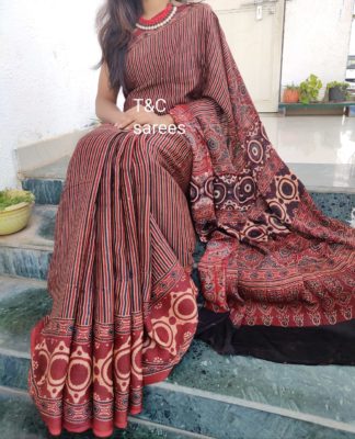 Beautiful ajrakh print sarees (17)