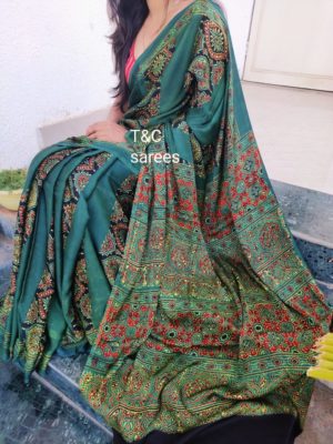 Beautiful ajrakh print sarees (2)