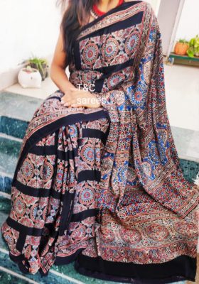Beautiful ajrakh print sarees (21)