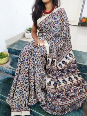 Beautiful ajrakh print sarees (25)