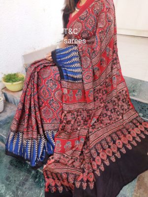 Beautiful ajrakh print sarees (27)