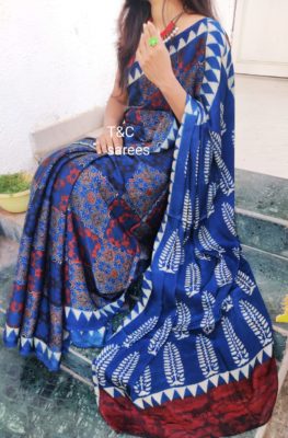 Beautiful ajrakh print sarees (3)